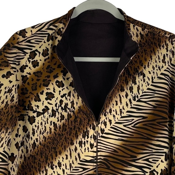 Wear On Earth Vintage Reversible Leopard Tiger Print‎ Full Zip Jacket Women's L - Picture 5 of 13